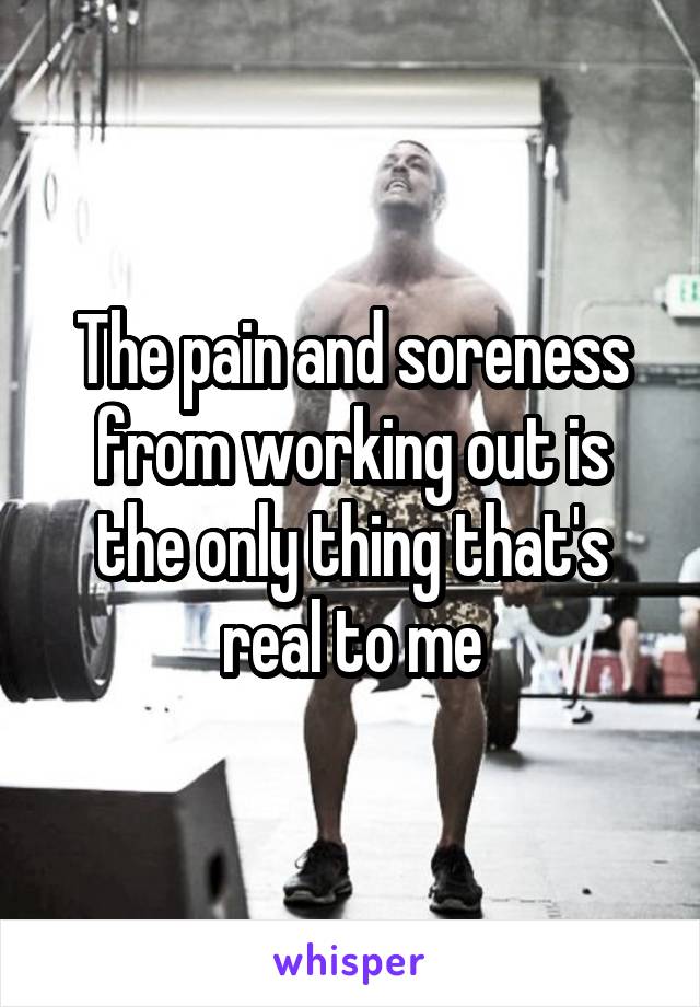 The pain and soreness from working out is the only thing that's real to me