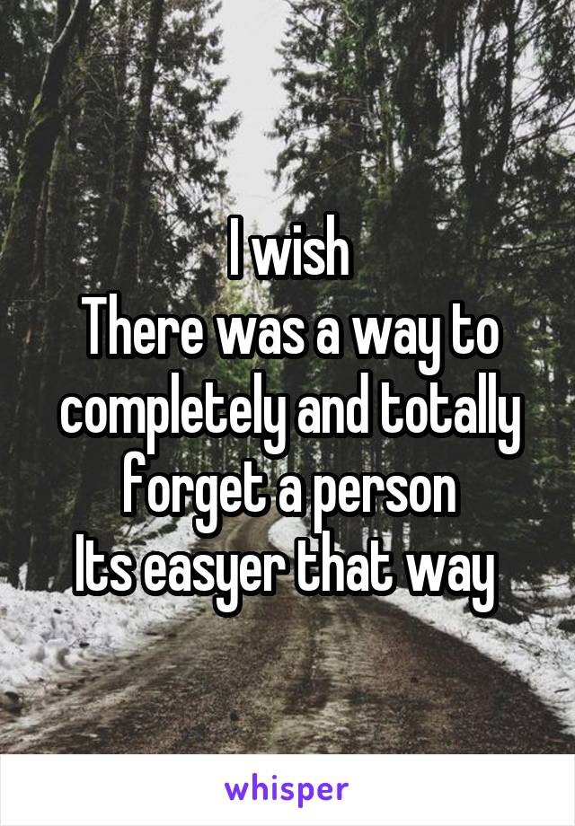 I wish
There was a way to completely and totally forget a person
Its easyer that way 