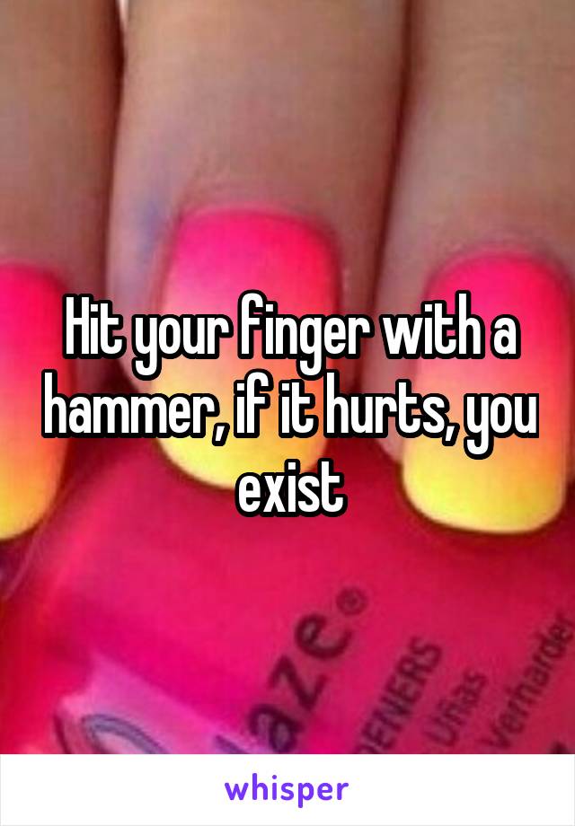 Hit your finger with a hammer, if it hurts, you exist