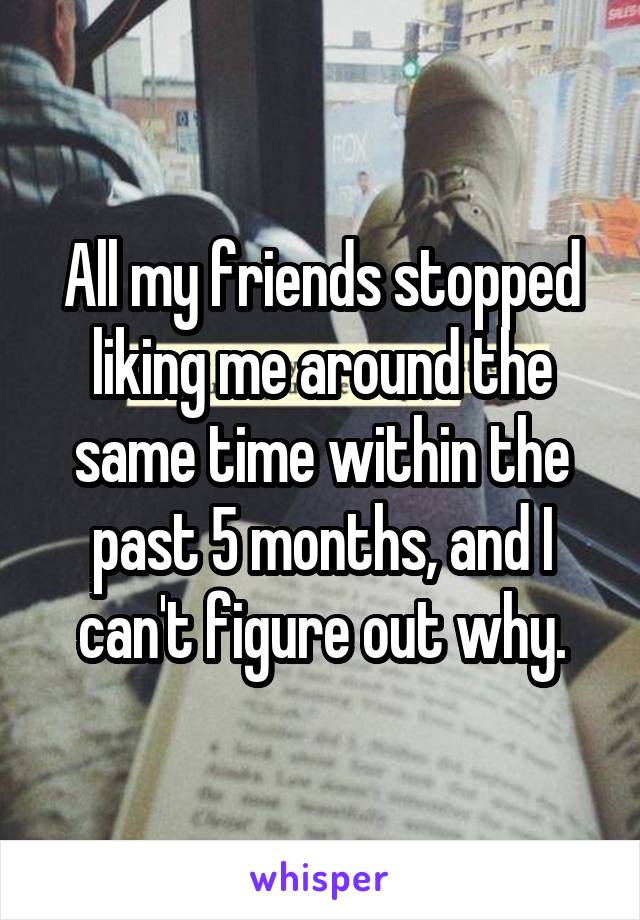 All my friends stopped liking me around the same time within the past 5 months, and I can't figure out why.