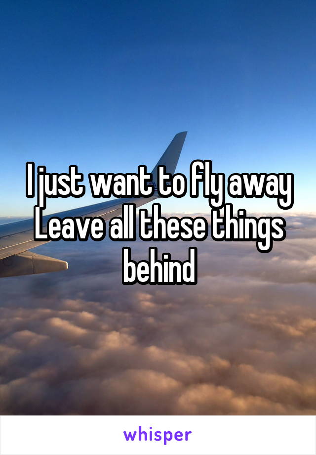 I just want to fly away
Leave all these things behind
