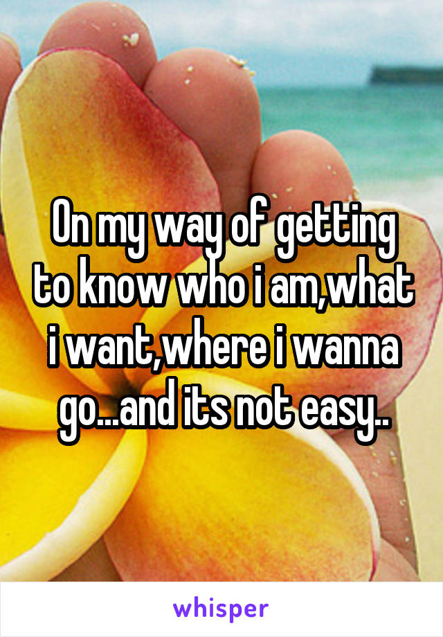 On my way of getting to know who i am,what i want,where i wanna go...and its not easy..