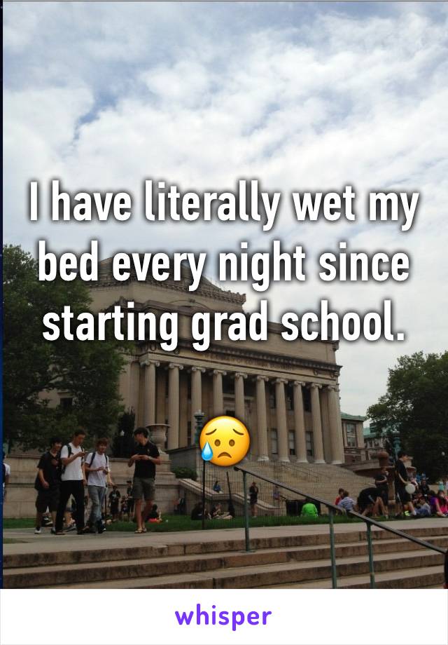 I have literally wet my bed every night since starting grad school.

😥