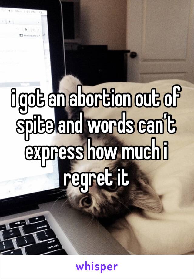 i got an abortion out of spite and words can’t express how much i regret it