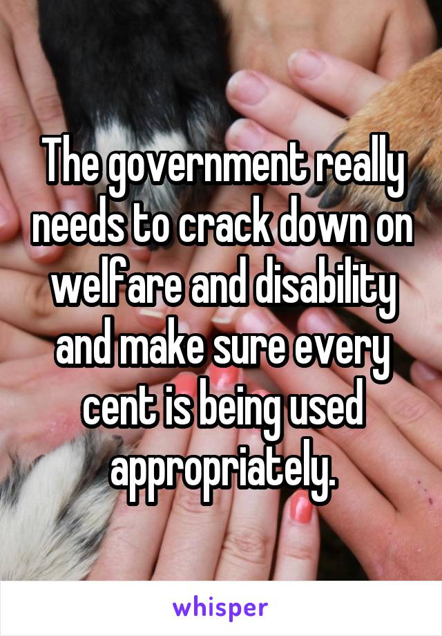 The government really needs to crack down on welfare and disability and make sure every cent is being used appropriately.
