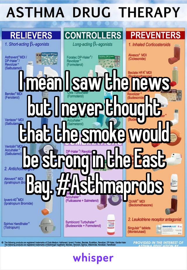 I mean I saw the news but I never thought that the smoke would be strong in the East Bay. #Asthmaprobs