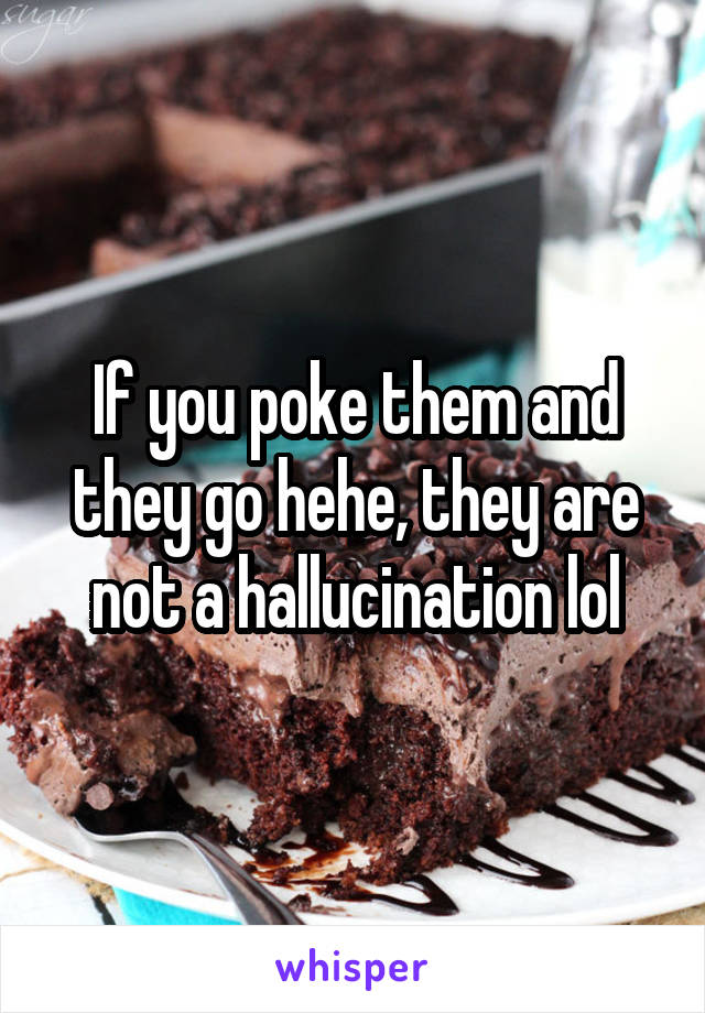 If you poke them and they go hehe, they are not a hallucination lol
