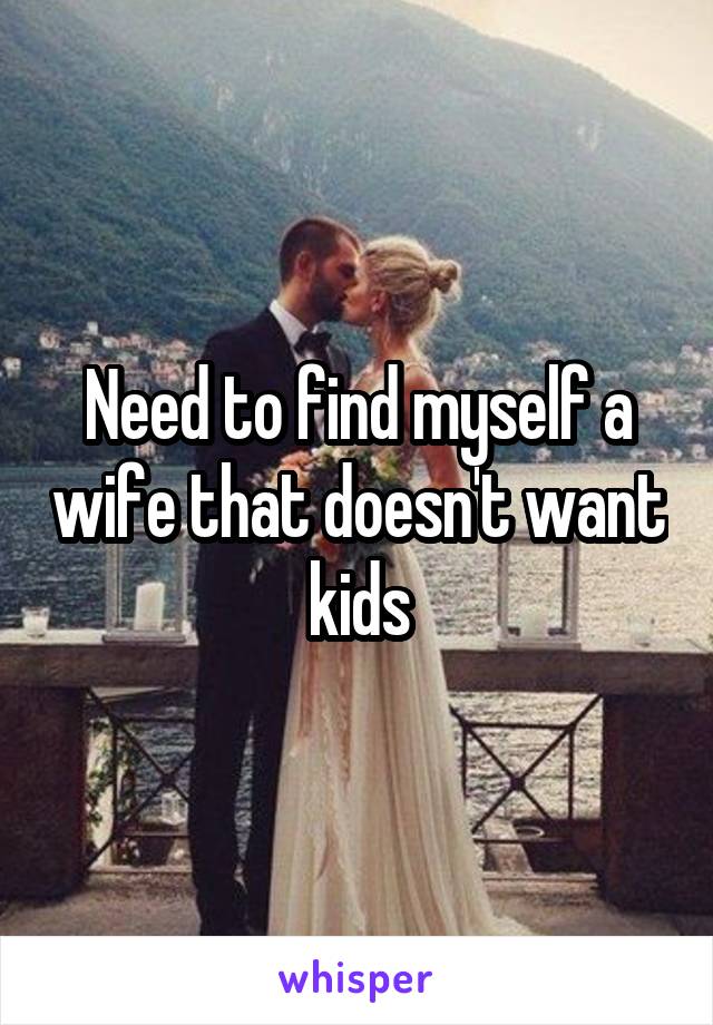 Need to find myself a wife that doesn't want kids