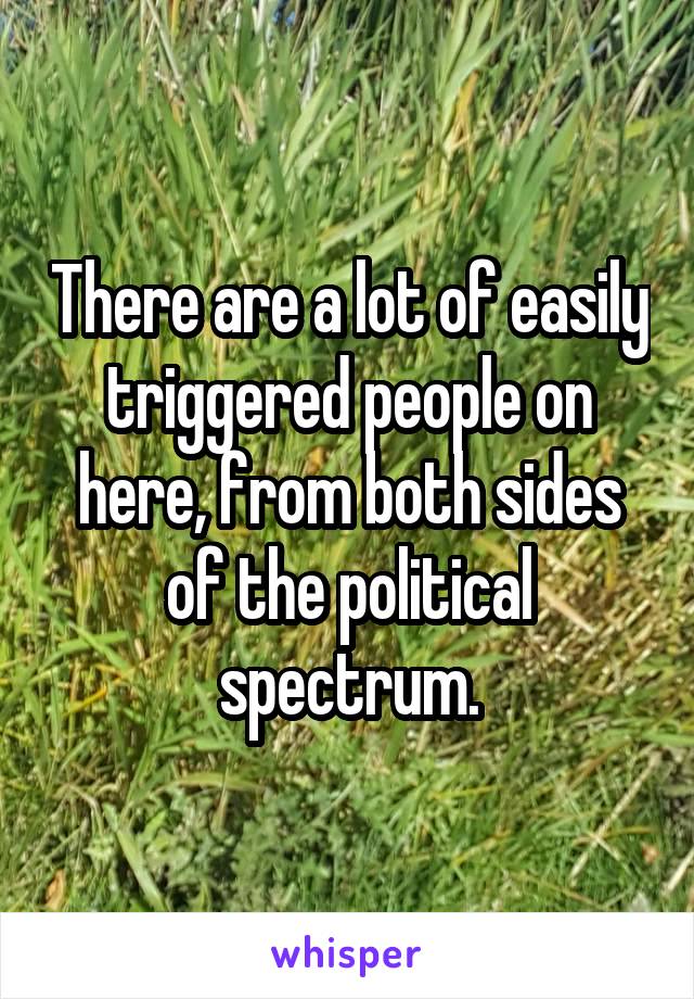 There are a lot of easily triggered people on here, from both sides of the political spectrum.
