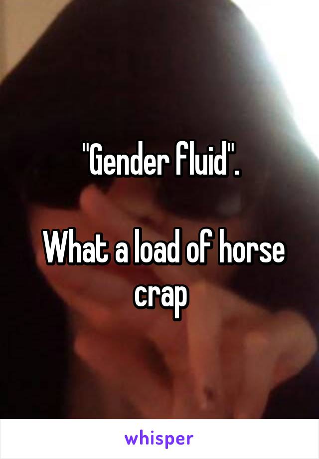 "Gender fluid".

 What a load of horse crap