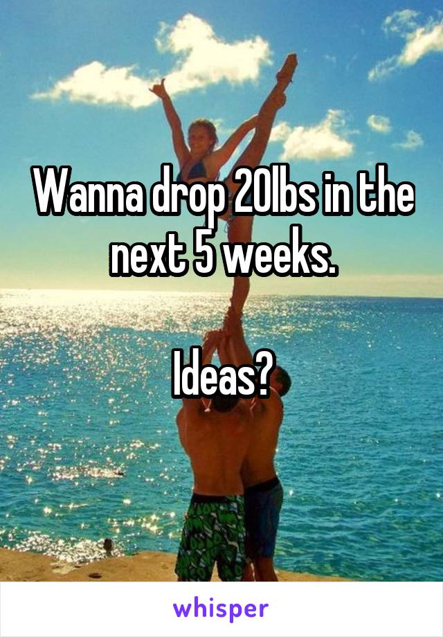 Wanna drop 20lbs in the next 5 weeks.

Ideas?
