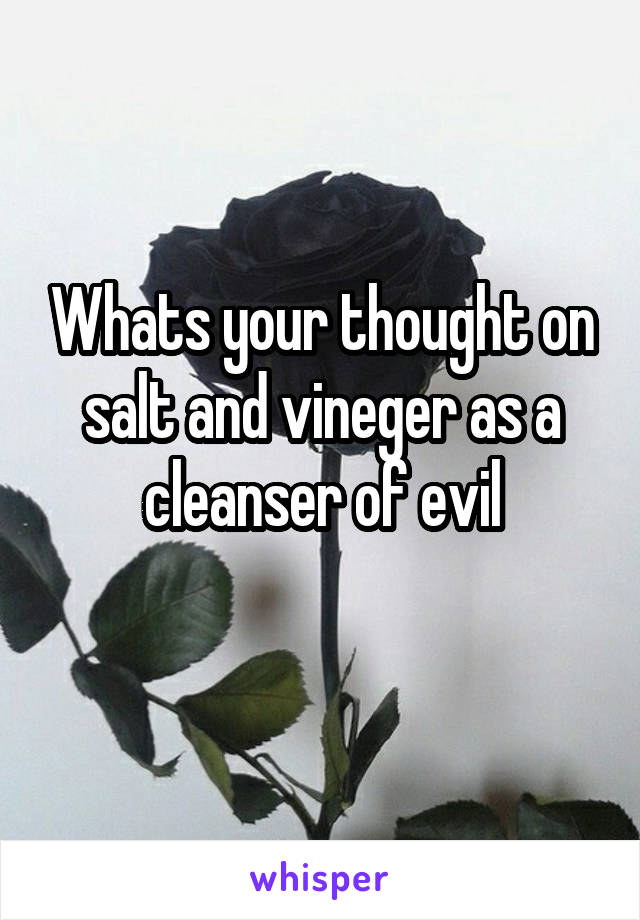 Whats your thought on salt and vineger as a cleanser of evil
