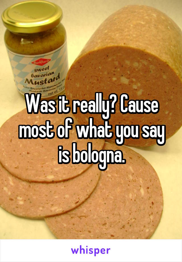Was it really? Cause most of what you say is bologna.