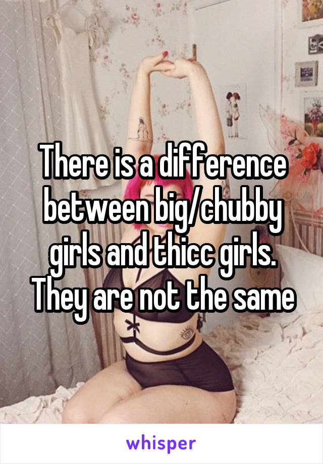 There is a difference between big/chubby girls and thicc girls. They are not the same