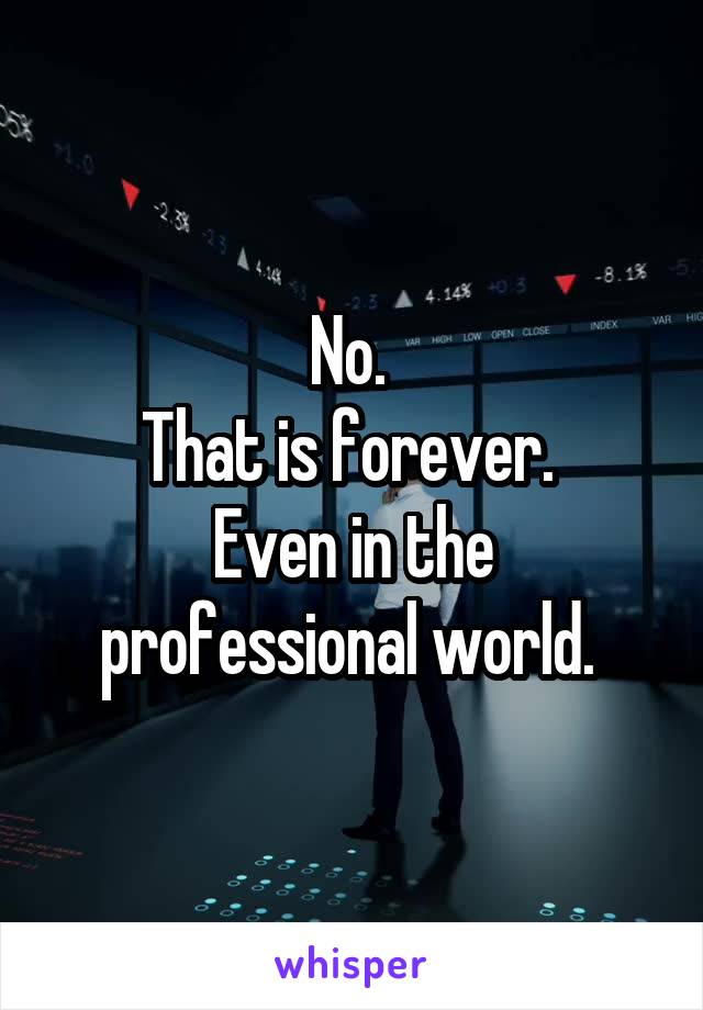 No. 
That is forever. 
Even in the professional world. 