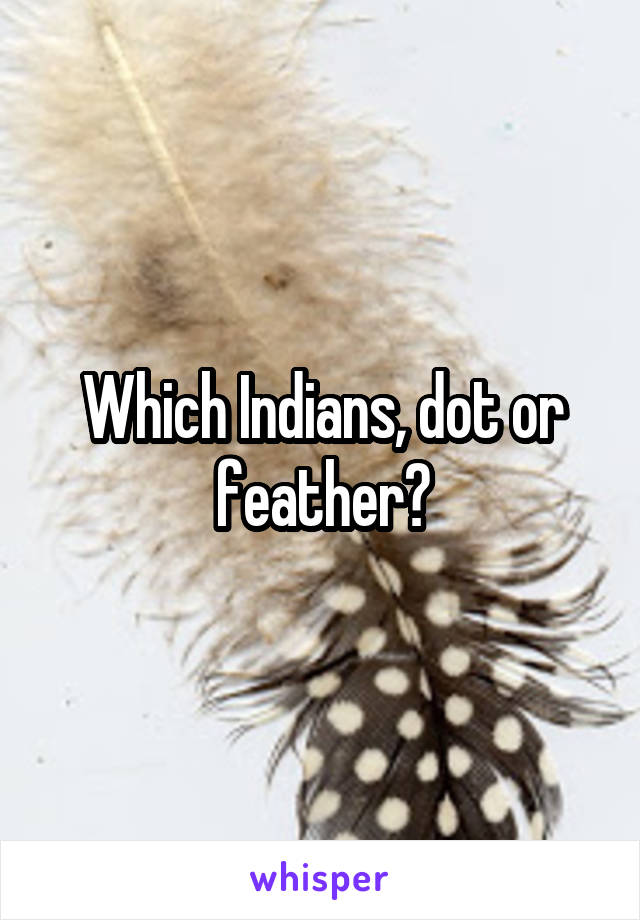 Which Indians, dot or feather?