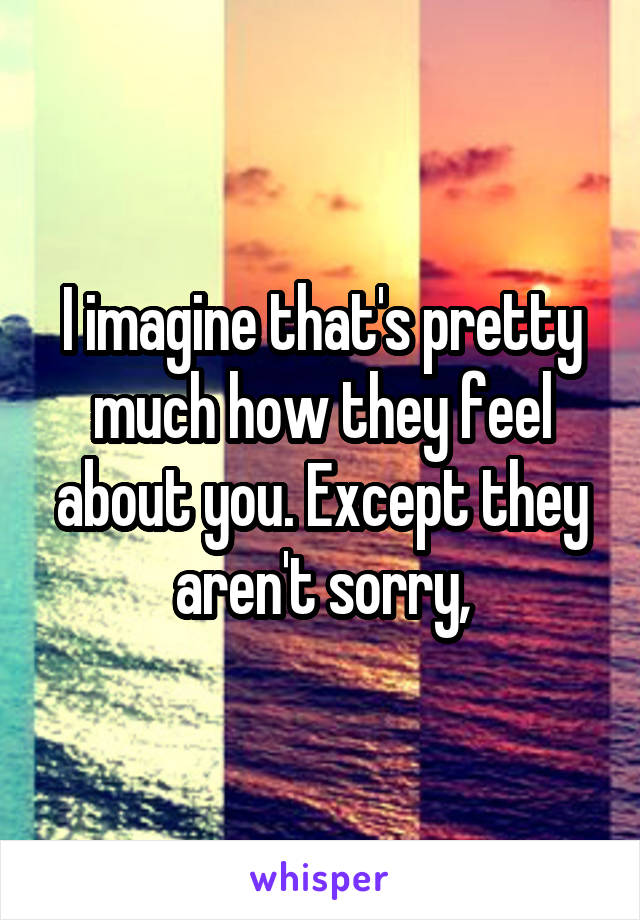 I imagine that's pretty much how they feel about you. Except they aren't sorry,