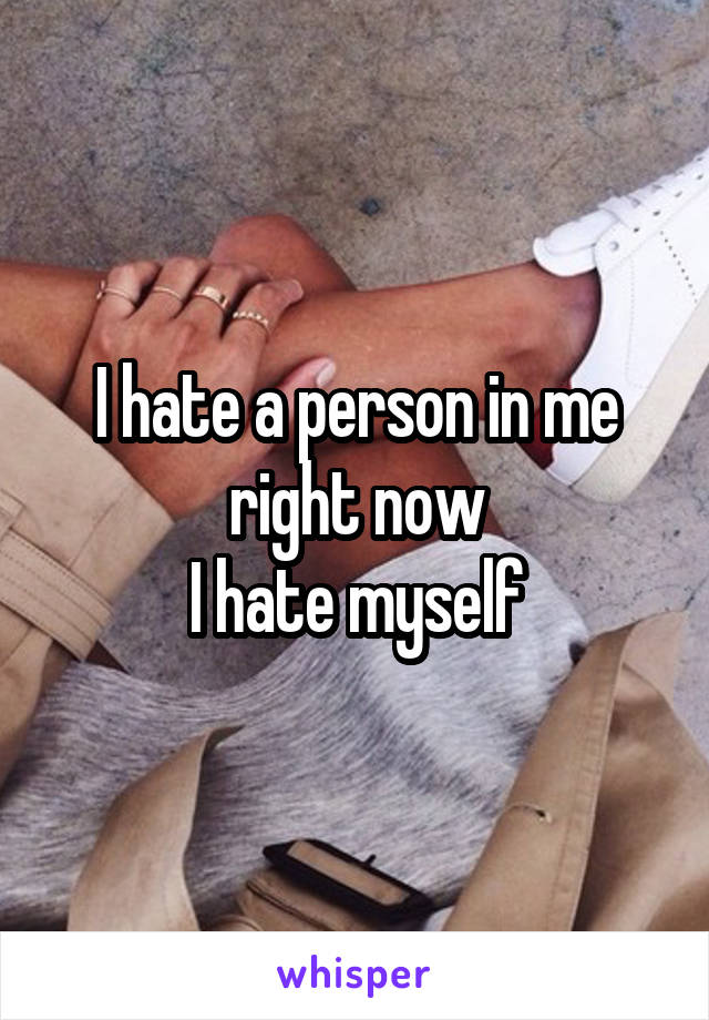 I hate a person in me right now
I hate myself