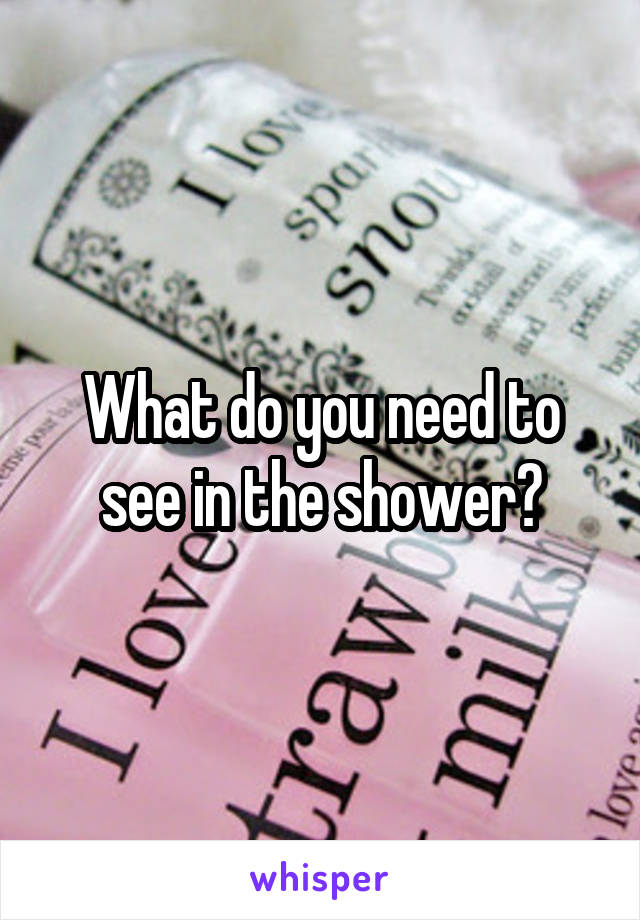 What do you need to see in the shower?