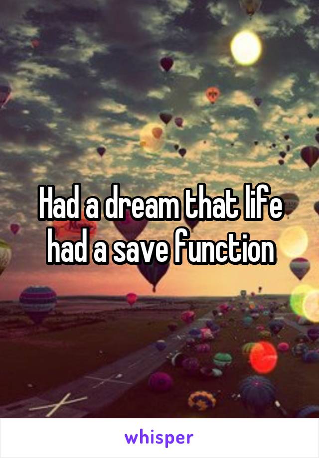 Had a dream that life had a save function