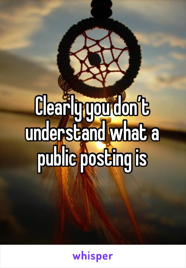 Clearly you don’t understand what a public posting is 