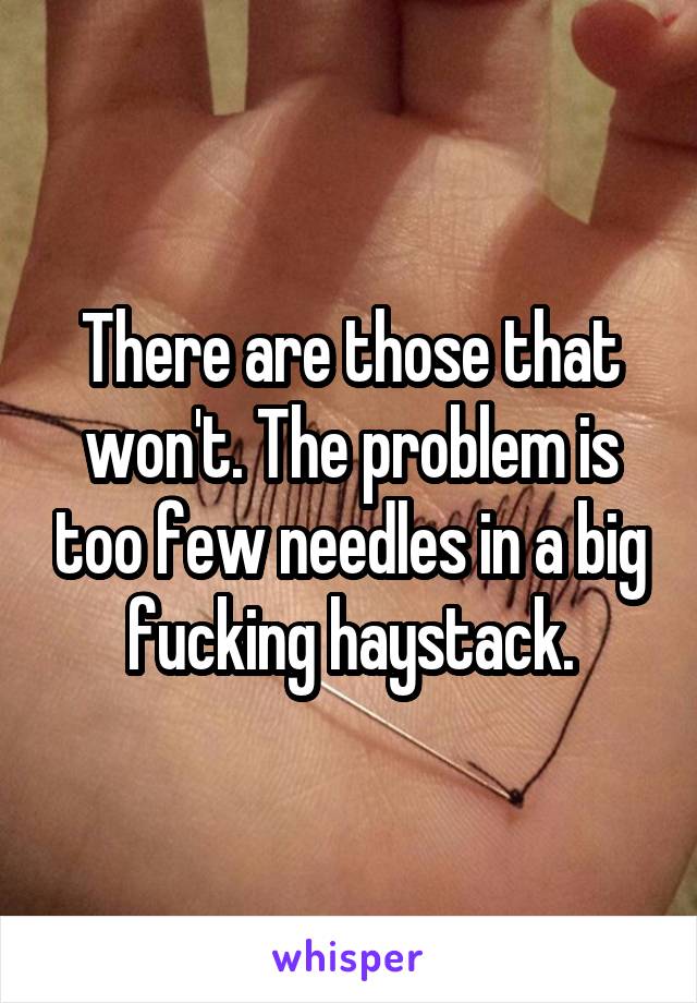 There are those that won't. The problem is too few needles in a big fucking haystack.