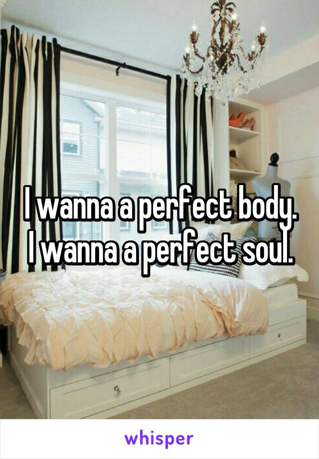 I wanna a perfect body. I wanna a perfect soul.