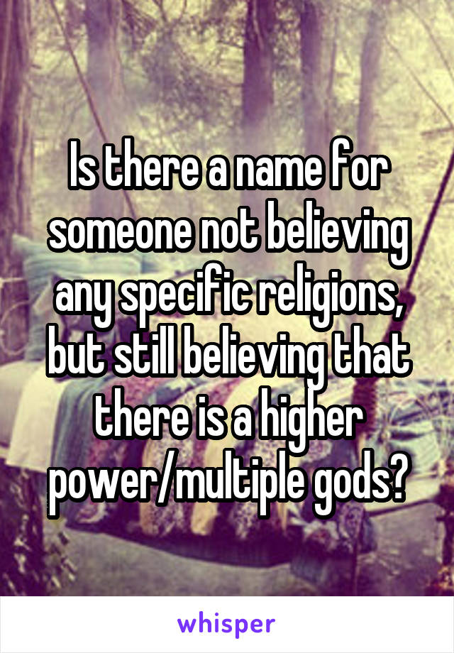 Is there a name for someone not believing any specific religions, but still believing that there is a higher power/multiple gods?