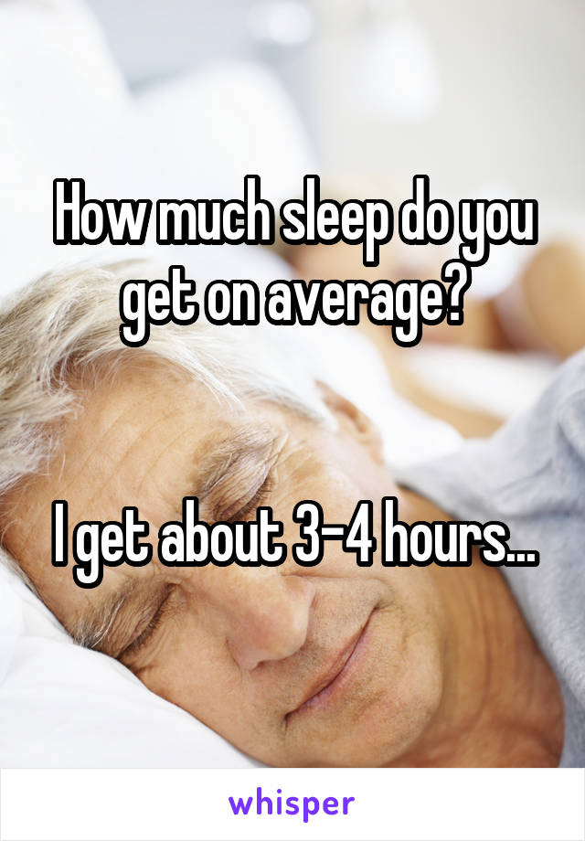 How much sleep do you get on average?


I get about 3-4 hours...
