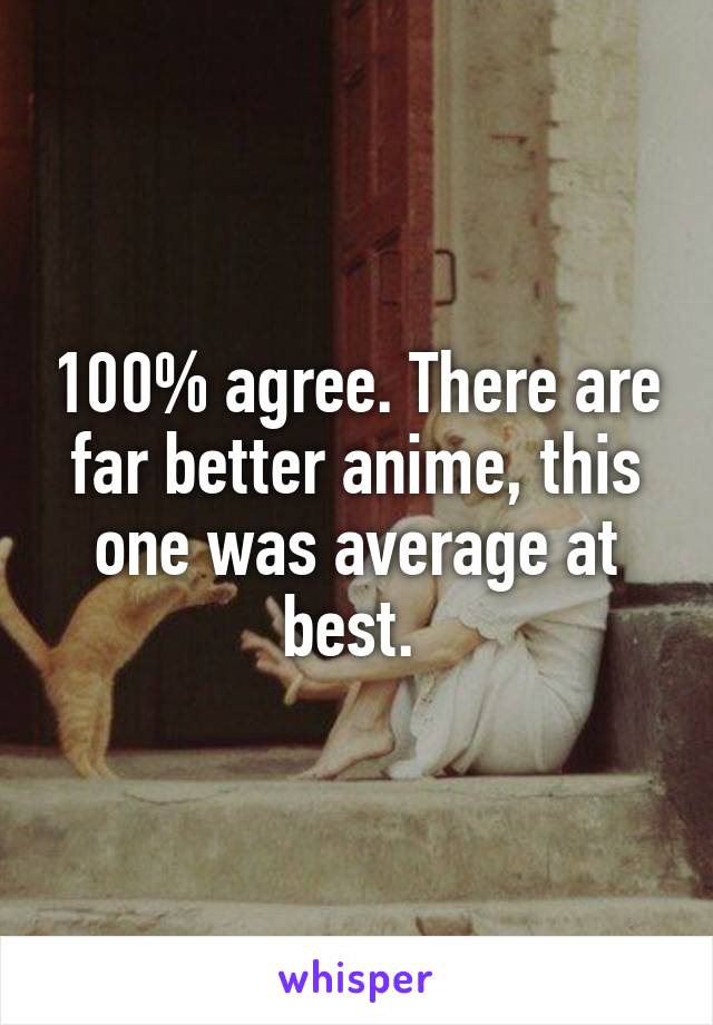 100% agree. There are far better anime, this one was average at best. 