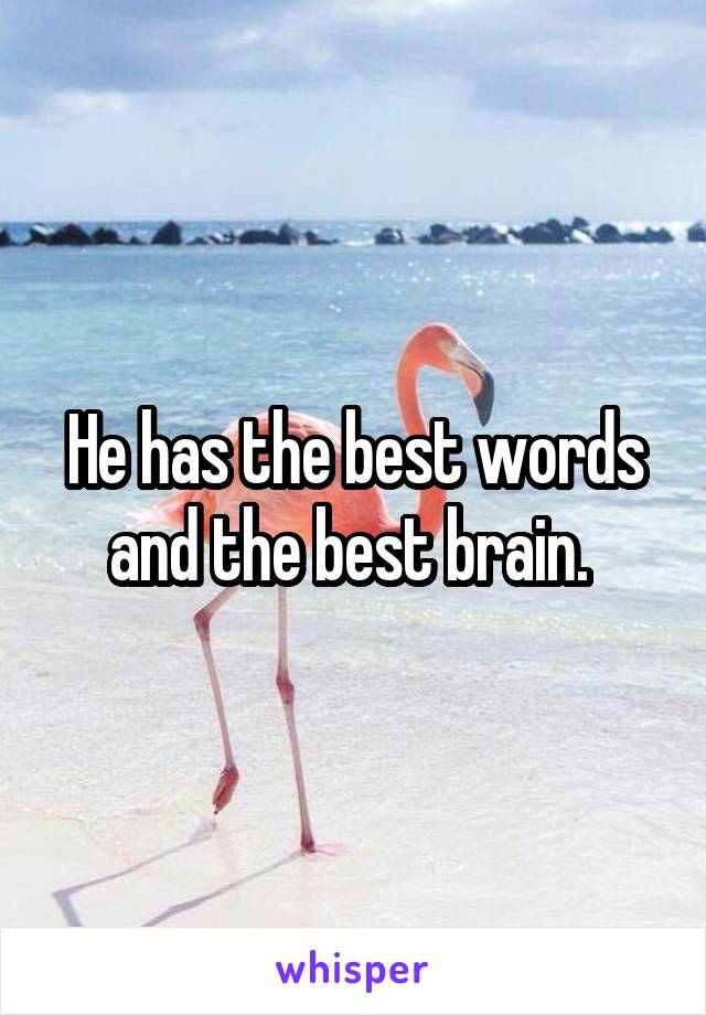 He has the best words and the best brain. 