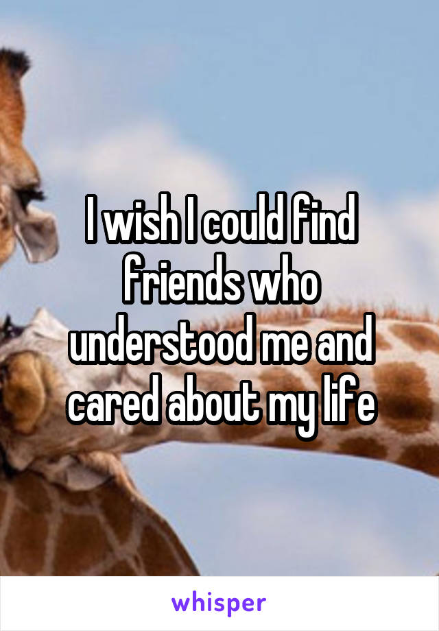 I wish I could find friends who understood me and cared about my life