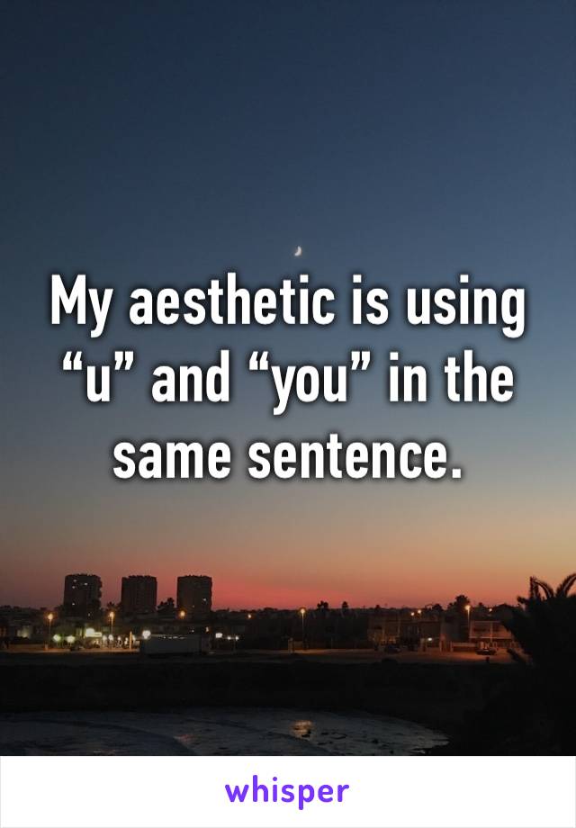 My aesthetic is using “u” and “you” in the same sentence.