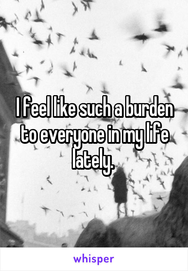 I feel like such a burden to everyone in my life lately. 