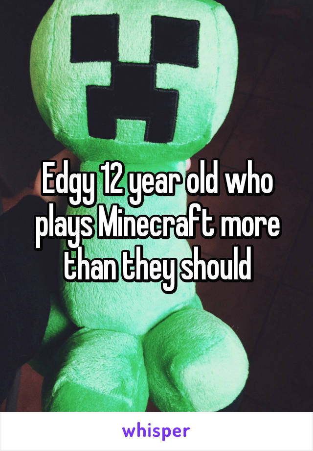 Edgy 12 year old who plays Minecraft more than they should