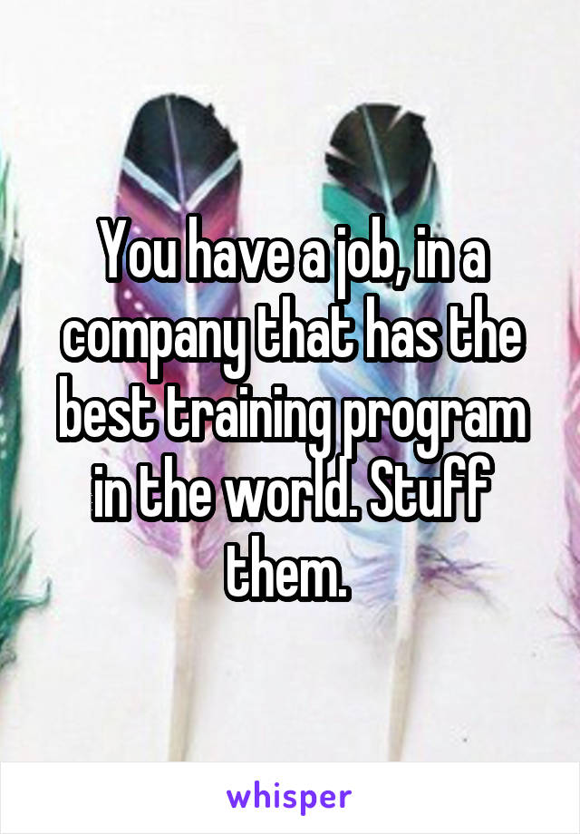 You have a job, in a company that has the best training program in the world. Stuff them. 