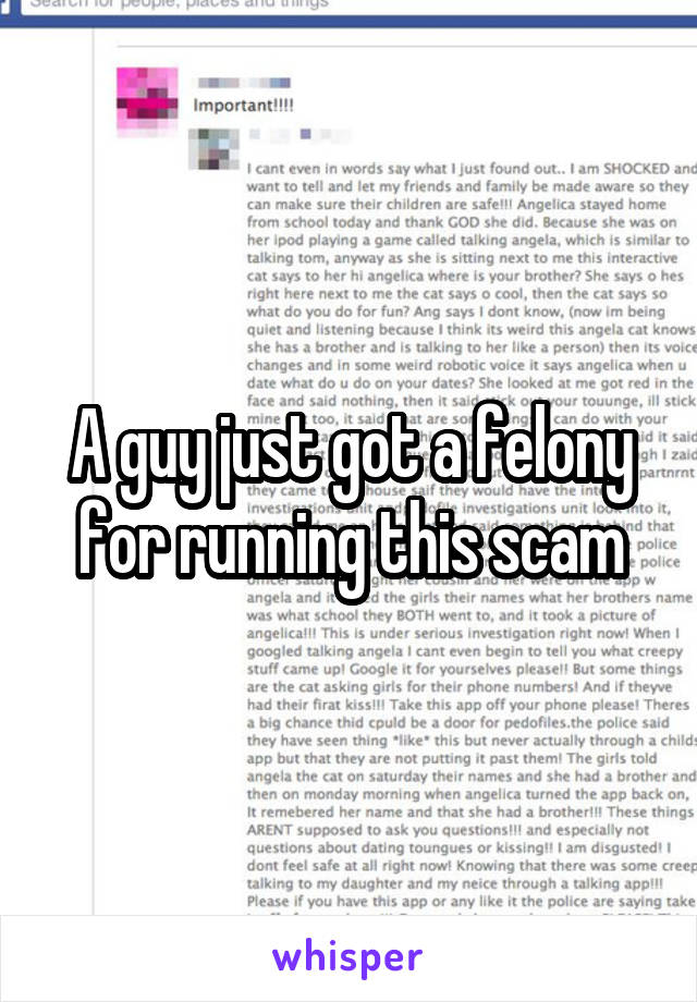 A guy just got a felony for running this scam
