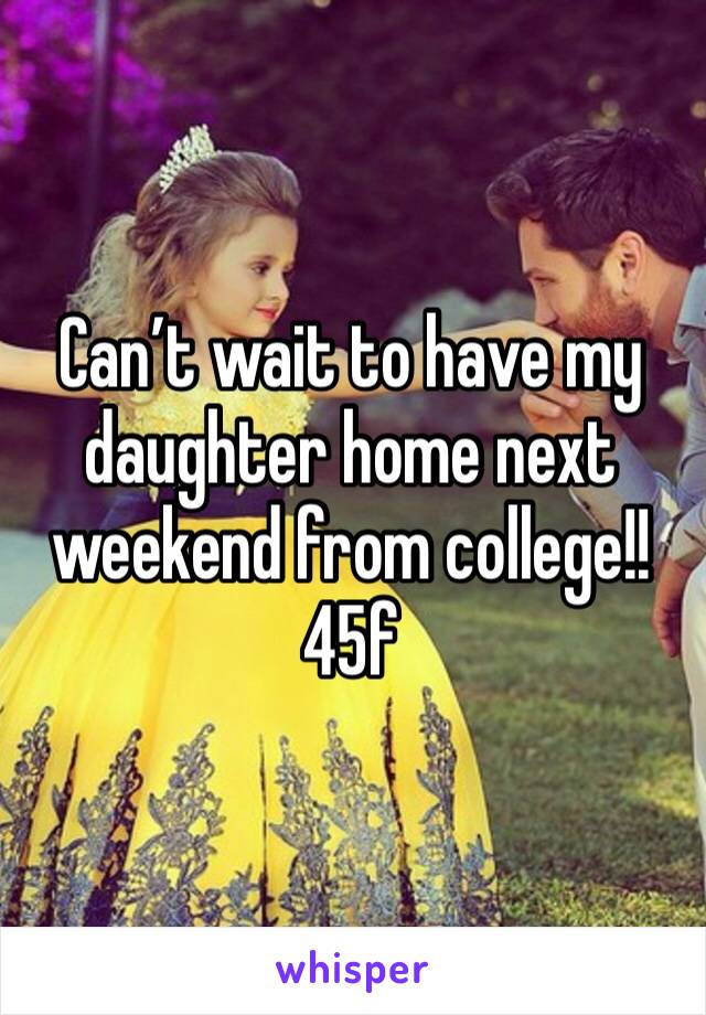 Can’t wait to have my daughter home next weekend from college!! 45f