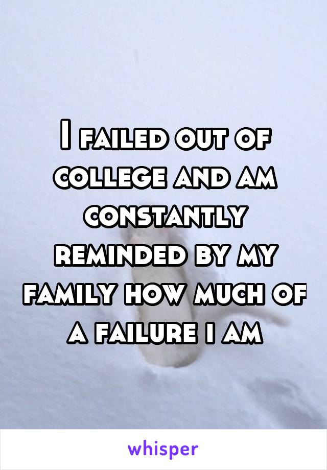 I failed out of college and am constantly reminded by my family how much of a failure i am