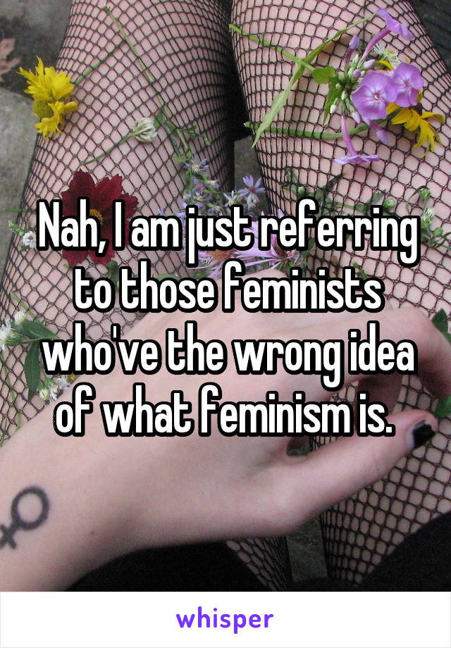 Nah, I am just referring to those feminists who've the wrong idea of what feminism is. 