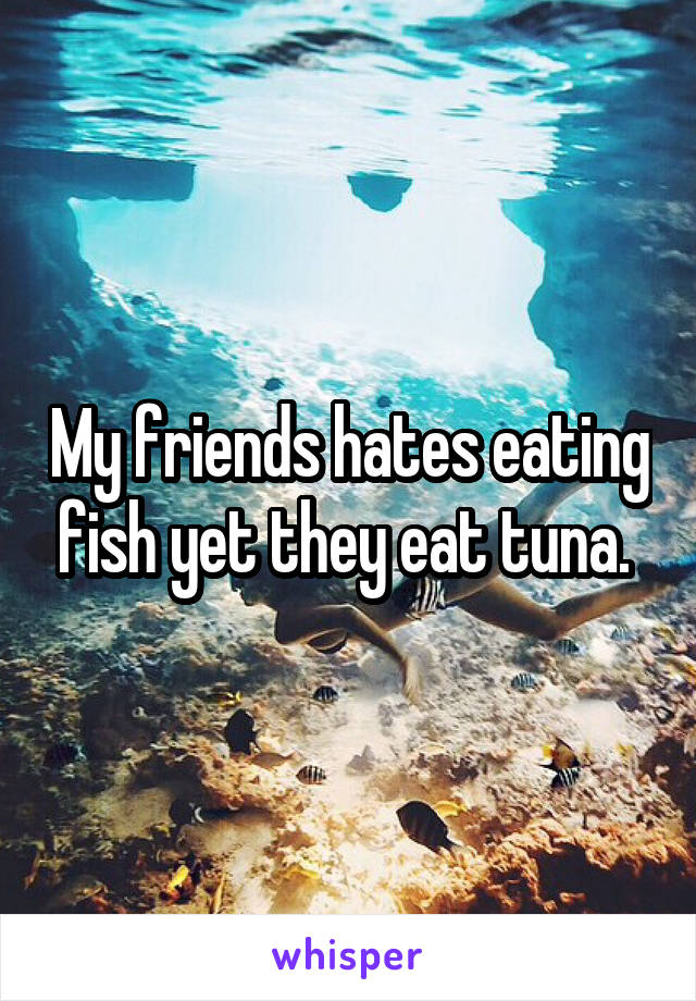 My friends hates eating fish yet they eat tuna. 