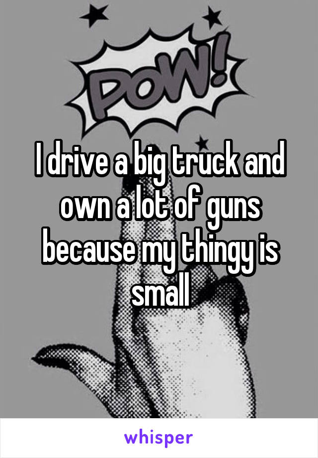 I drive a big truck and own a lot of guns because my thingy is small