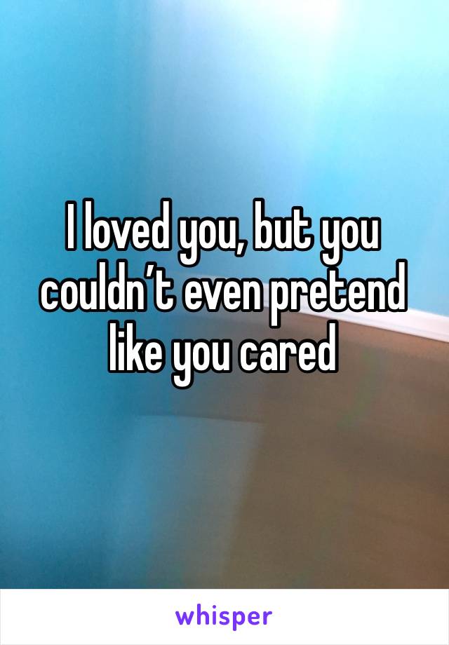I loved you, but you couldn’t even pretend like you cared