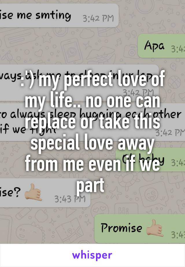 :') my perfect love of my life.. no one can replace or take this special love away from me even if we part 