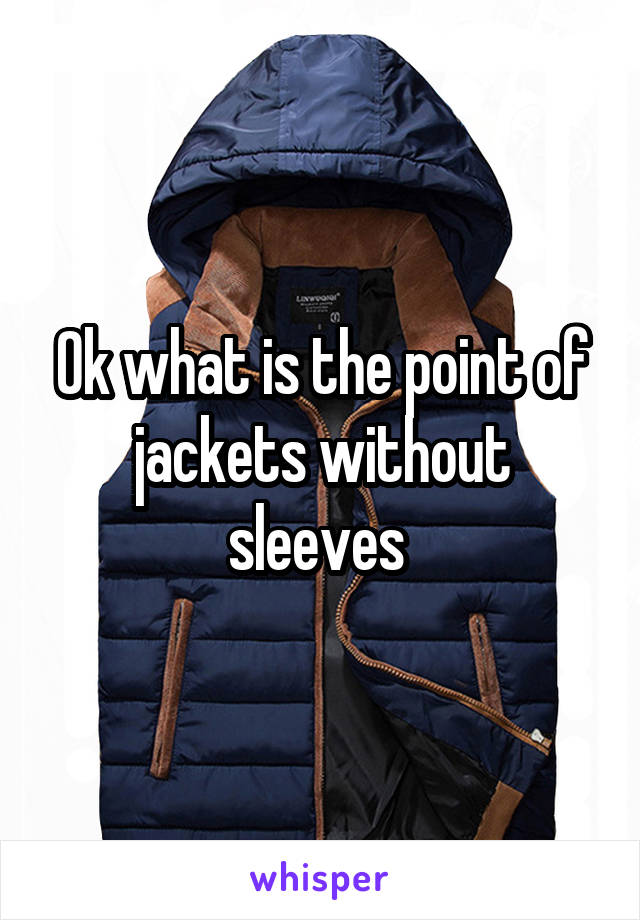 Ok what is the point of jackets without sleeves 