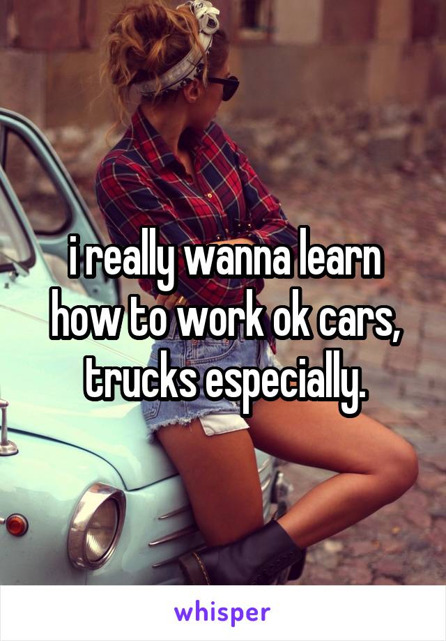 i really wanna learn how to work ok cars, trucks especially.