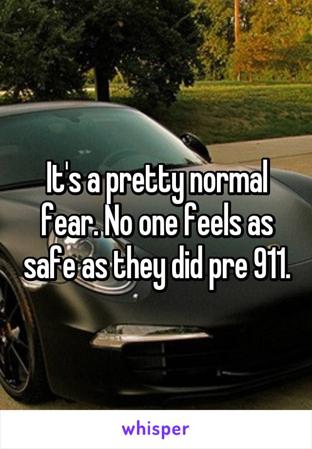 It's a pretty normal fear. No one feels as safe as they did pre 911.