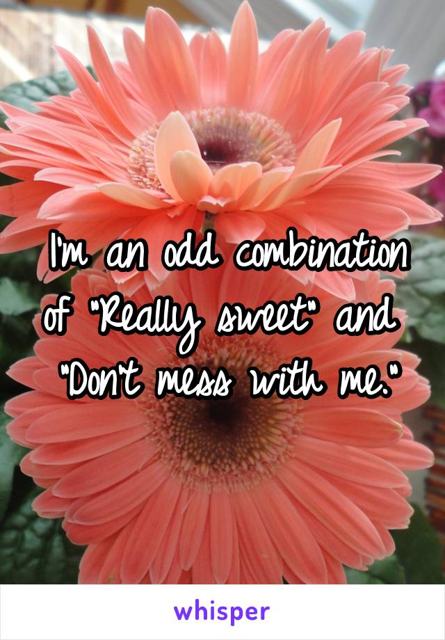 I'm an odd combination of "Really sweet" and 
"Don't mess with me."