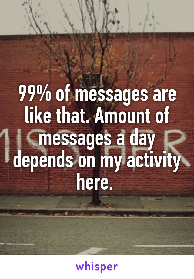 99% of messages are like that. Amount of messages a day depends on my activity here. 