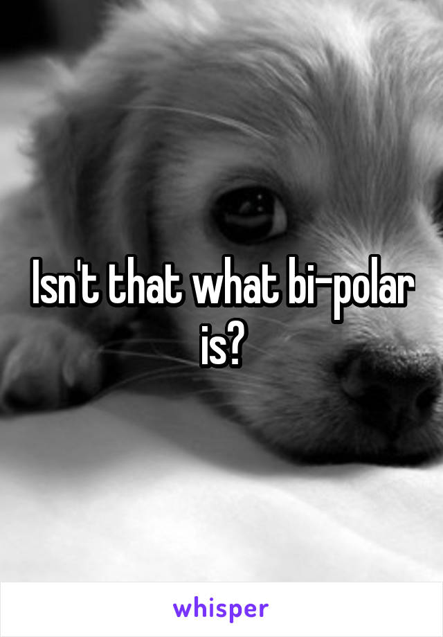 Isn't that what bi-polar is?